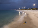 Illuminated City Beach in the Evening