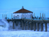 Waves Breaking into the Pier at Manhattan Beach
