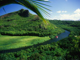 Overlooking the Wailua River and as it Winds Past a Hill