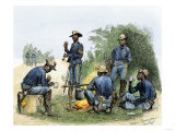 Buffalo Soldiers around a Campfire  1880s