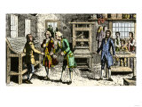 Young Ben Franklin in a Philadelphia Printing Shop  Told by Governor Keith He Should Go to England