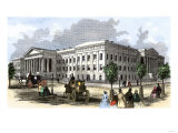 Busy Street in Front of the Patent Office  Washington DC  1850s