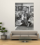 Four Generations of Farmers in Ozark Family Posing in Front of Portraits of Their Fifth Generation