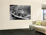 President Harry S Truman Standing in Rowboat  Fishing with Others