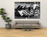 Patriotic Old Female Immigrants Sewing an American Flag under Supervision of Instructor Rose Radin