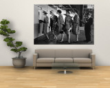 5 Models Wearing Fashionable Dress Suits at a Race Track Betting Window  at Roosevelt Raceway