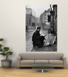 Young Artist Paints Sacre Coeur from the Ancient Rue Narvins