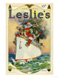 Leslie's  Father Christmas Santa Claus Ships Cruises Magazine  USA  1914