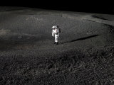 Spacesuit Engineer Simulates Work Inside a Crater in Johnson Space Center's Lunar Yard
