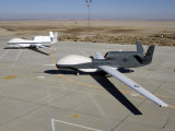 Two Global Hawks Parked on a Ramp