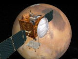Nasa's Mars Telecommunications Orbiter in Flight around Mars