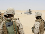 Soldiers Watching an Explosion Go Off During a Hand Grenade Exercise