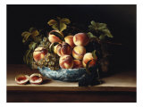 Peaches and Grapes in a Blue and White Chinese Porcelain Bowl Fruit Still Life  1634