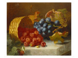 Still Life with Raspberries and a Bunch of Grapes on a Marble Ledge  1882