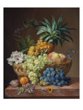 Still Life with a Pineapple  Grapes  Peaches  a Plum  a Tangerine and Assorted Flowers