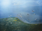 Fleet of US Air Force Operational Planes Flying in a Single Formation over Gulf Coast