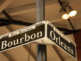 Historic Bourbon and Orleans Street Signs in New Orleans  Louisiana