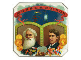 Morse and Edison Brand Cigar Box Label  Samuel FB Morse and Thomas Edison