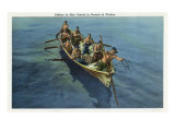 Alaska  View of Eskimos in a Skin Omiak in Pursuit of a Walrus