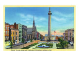 Baltimore  Maryland  View of Mount Vernon Place and Washington Monument