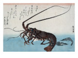 Shrimp and Lobster  Japanese Wood-Cut Print