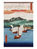 Returning Sails at Yabase  Japanese Wood-Cut Print