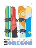 Mount Hood  Oregon  Snowboards in the Snow