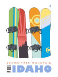 Schweitzer Mountain  Idaho  Snowboards in the Snow