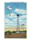 Fort Benning  Georgia  View of Paratroop Training Towers  Parachutes
