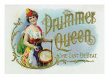 Drummer Queen Brand Cigar Inner Box Label  She Can't Be Beat