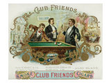 Club Friends Brand Cigar Box Label  Billards