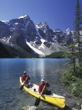 Couple Canoeing on Moraine Lake  Banff National Park  Alberta  Canada