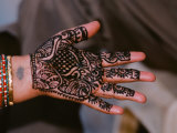 Hand of Indian Woman Decorated with Henna  India