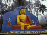 Colorful Buddha at Base of Swayambhunath Stupa  Nepal