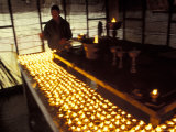 Buddhist Lights for Prayer Ceremony at Bodhnath Stupa  Nepal