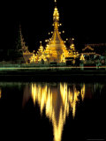 Wat Chong Klang and Reflection in Chong Kham Lake  Thailand