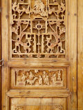 Traditional Wood Screen Door with Intricate Carving  China