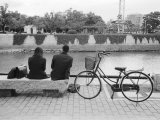 Couple by the Kyobashigawa River  Hiroshima  Japan