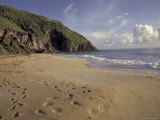 Footprints on Atlantic Beach of St Kitts  Caribbean