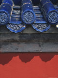 Glazed Tiles and Red Wall in Forbidden City  Beijing  China