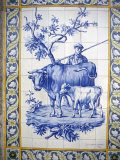 Tile Decoration of Peasant and Cow with Calf  Lisbon  Portugal