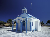 Agios Nicoolaos Church and Checkered Pavement  Cyclades Islands  Greece