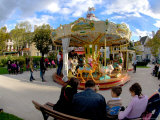 Families on Carousel  Beaune  Burgundy  France