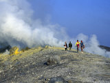 Trekkers on the Crater's Edge  Volcano Island  Sicily  Itlay