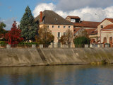 Buildings along Saone River  Burgundy  France