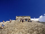 Descending from Kukulkan-Quetzalcoatl Square Pyramid  Chichen Itza Ruins  Yucatan  Mexico