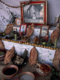 Day of the Dead Home Altar with Mole and Bread  Oaxaca  Mexico