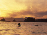 Solo Kayaker Enjoys Sunset  Ketchikan  Alaska  USA
