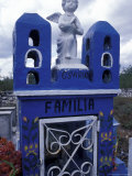 Colorful Cemetery with Statue and Family Tomb  Yucatan  Mexico