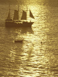 Sunset on Sea and Sailboat  Maui  Hawaii  USA